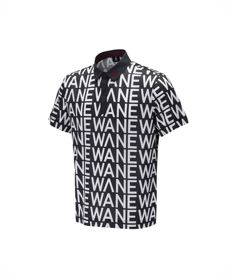 Men's SM Logo Pattern Short T-Shirt - Black