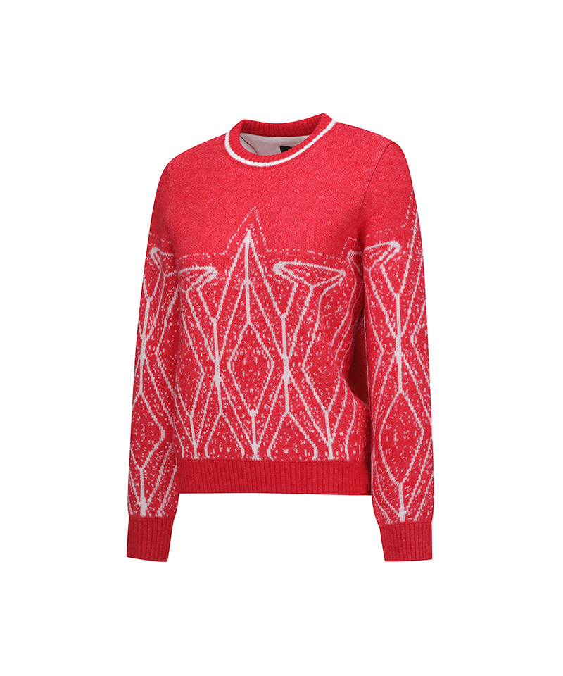 Women's WI Fuzzy Logo Point Sweater - Red