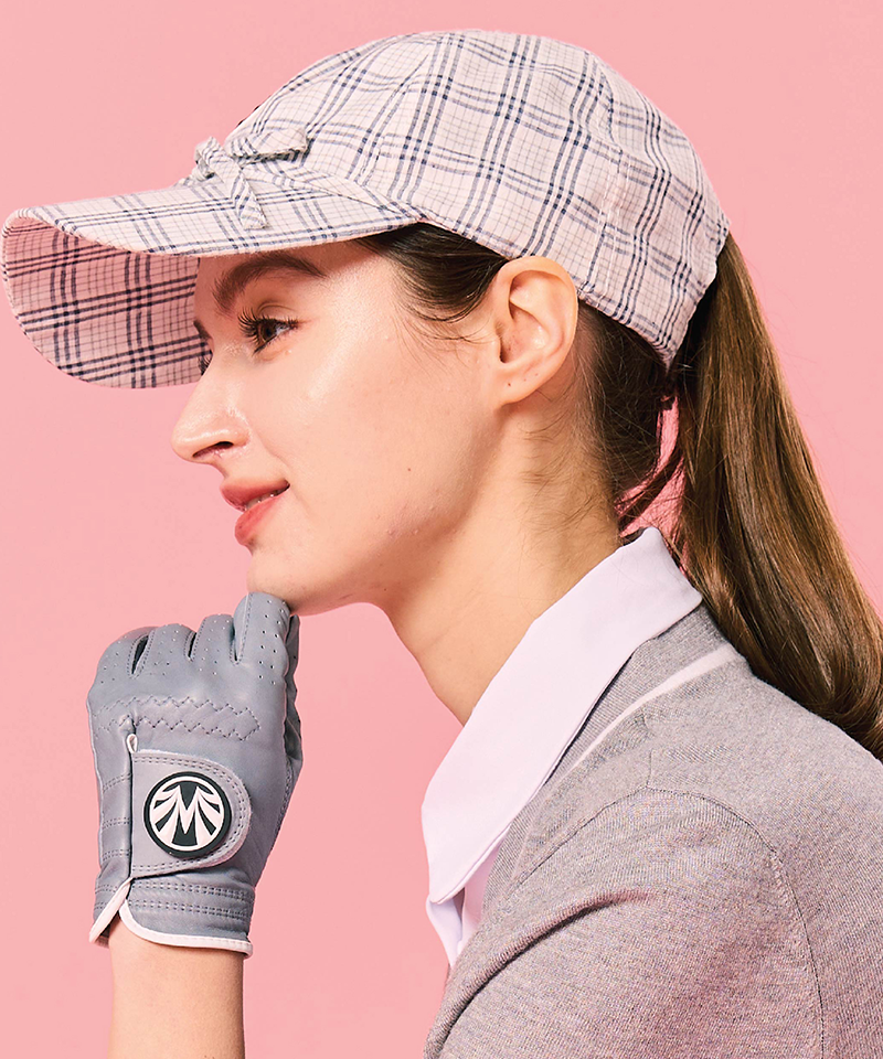 Hexagonal Pattern Cotton Ribbon Hat - Gray