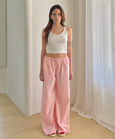PIV'VEE Easy Stripe Pants - Bubble Pink