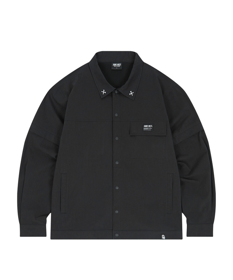 Jamie West Detachable Collar Point Stretch Jacket Black