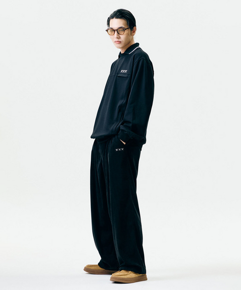 Jamie West Corduroy Three Tuck Wide Pants - Black