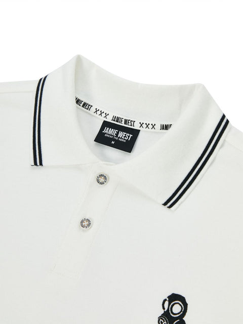 Jamie West Nick Stripe Collar Point Essential P-Shirts - White