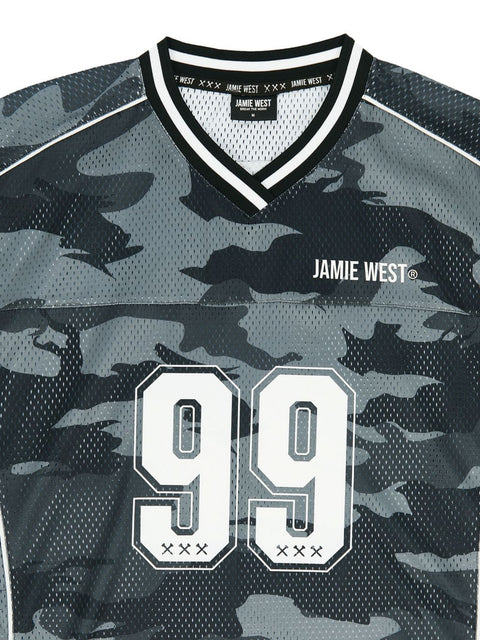 Jamie West No.99 Vneck Mesh Camo T-Shirts - Black