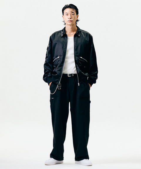 Jamie West Nylon Collar Point Aviator Jacket - Black