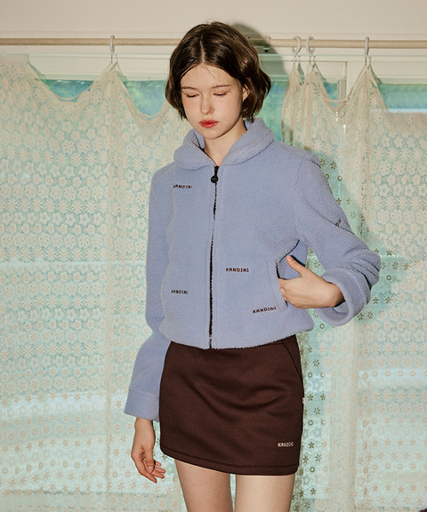 KANDINI Cropped Fleece Jacket - Blue