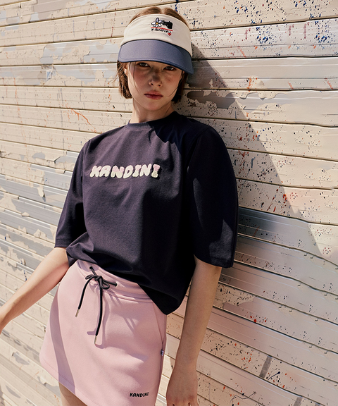 KANDINI Fluffy Logo Puff Tee - Navy