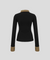 KANDINI Soft Touch Check Collar Tee - Black