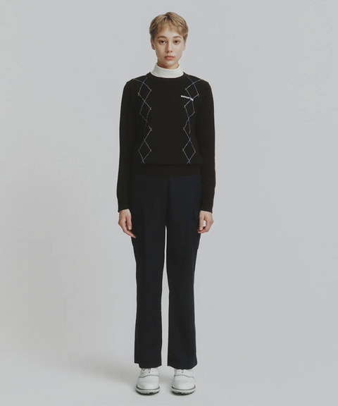 MCC Women's Argyle Crew Neck Sweater - Dark Brown
