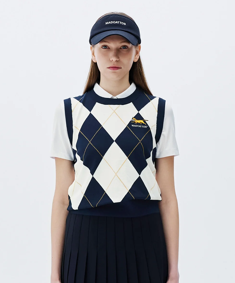 MCC Women's Argyle Knit Vest - Navy