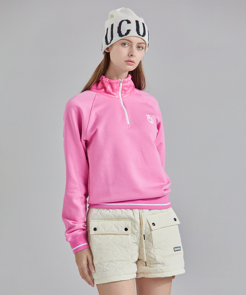 Mixed Half Zip-Up Top - 2 Colors