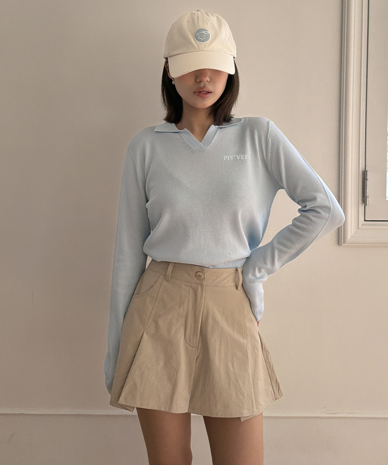 PIV'VEE Pleated Culotte Pants - Milk tea Beige