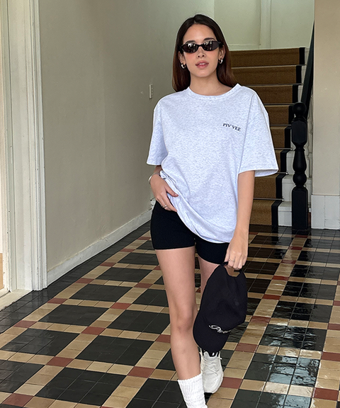 PIV'VEE Positive Sports Club Boxy T-Shirt - Snow Grey