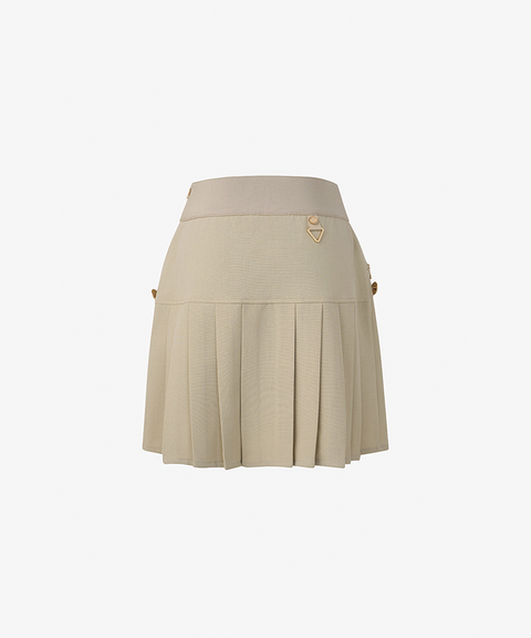 GFJ Golf Women's High Waist Pleat Skirt - Beige