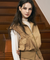 LENUCU Color Combination Mock Neck Inner Tee - Beige / White