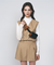 LENUCU Color Combination Mock Neck Inner Tee - White / Beige