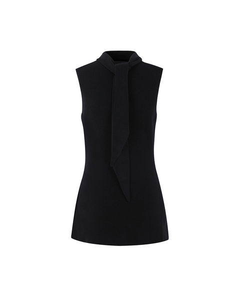 Anell Golf Scarf Slit Cashmere Knit Dress - Black