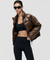 Goal Studio Women's Cropped Puffer Down Jacket - Dark Brown