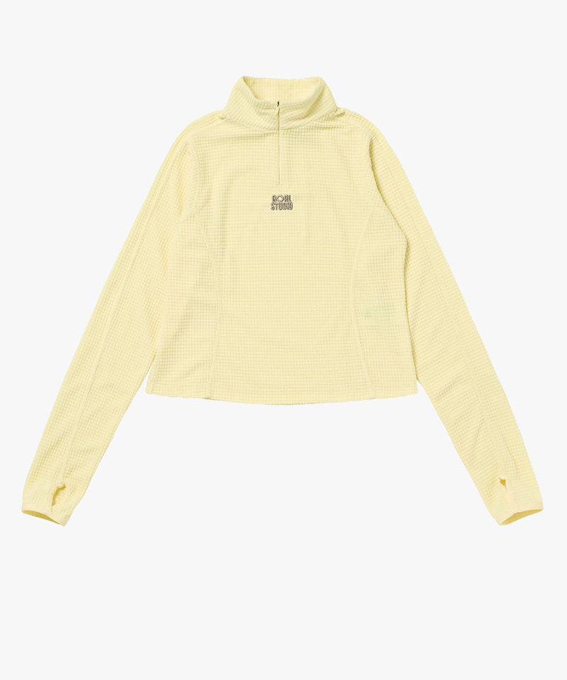 Goal Studio W's Grid Fleece Quarter Zip-Up Tee - Light Yellow