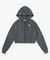 Goal Studio Women's Terry Fleece Cropped Full Zip-Up Hoodie - Charcoal