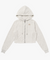 Goal Studio Women's Terry Fleece Cropped Full Zip-Up Hoodie - Oatmeal
