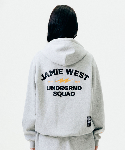 Jamie West Club Hoodie Applique Zip-up - Grey