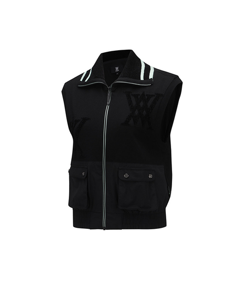 Women's FA Logo Point Knit Vest - Black