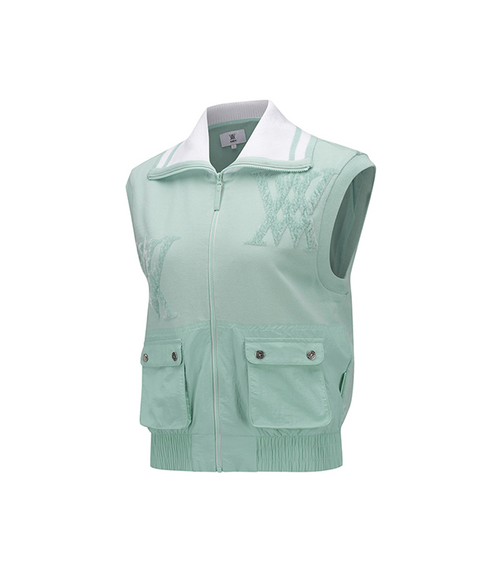 Women's FA Logo Point Knit Vest - Mint