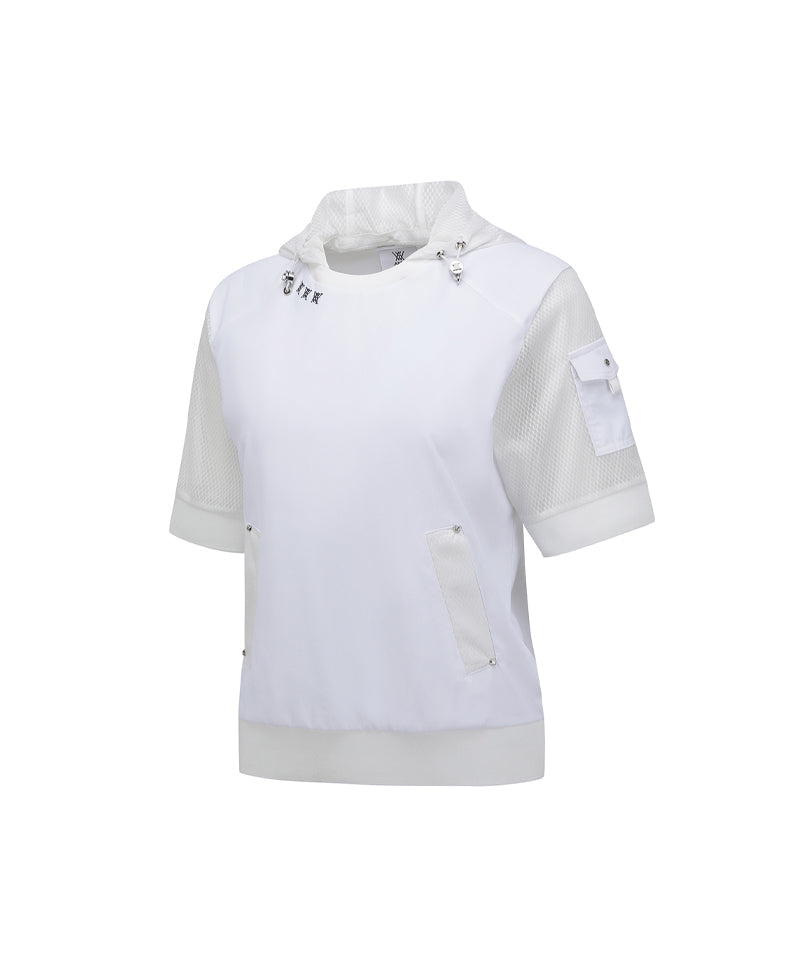 ☆ANEW GOLF☆ HOODY POCKET SHORT T-SHIRT ANEW Golf Women's SM Hoody Pocket Short T-Shirt - White