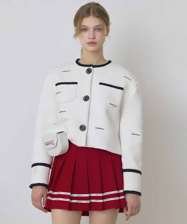 KANDINI Stretch Cropped Jacket - Ivory