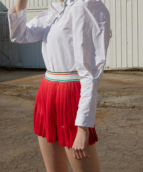 KANDINI Elastic Band Pleats Skirt - Red