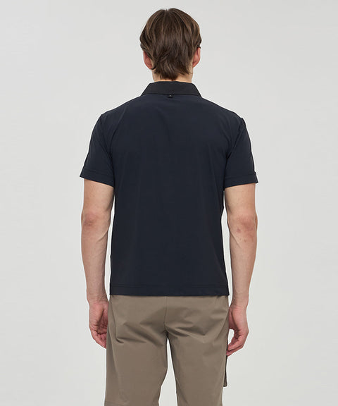 Men Wooven Pactch Point Short T-Shirt - Black