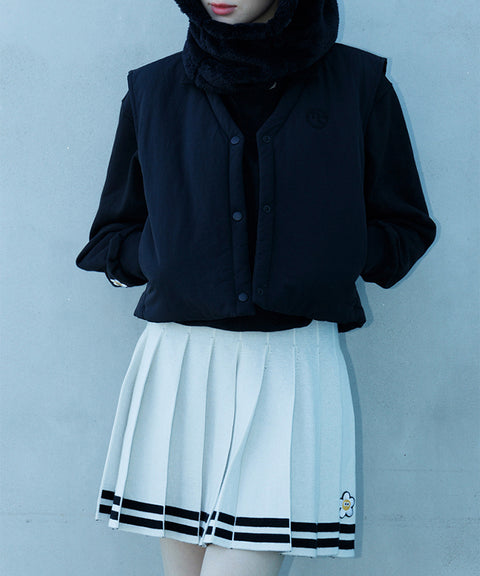 MACKY Golf: Knit Line Pleats Skirt - Ivory