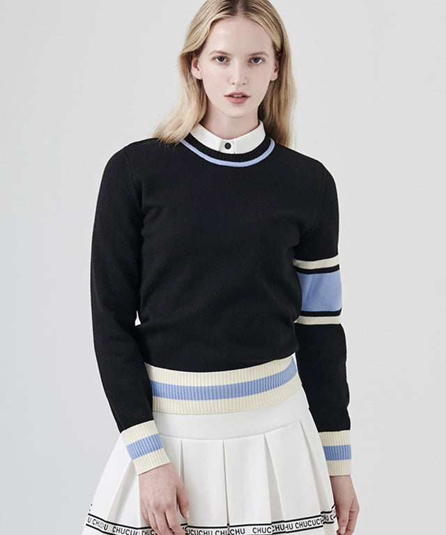CHUCUCHU Heart Logo Knit Sweater - Black