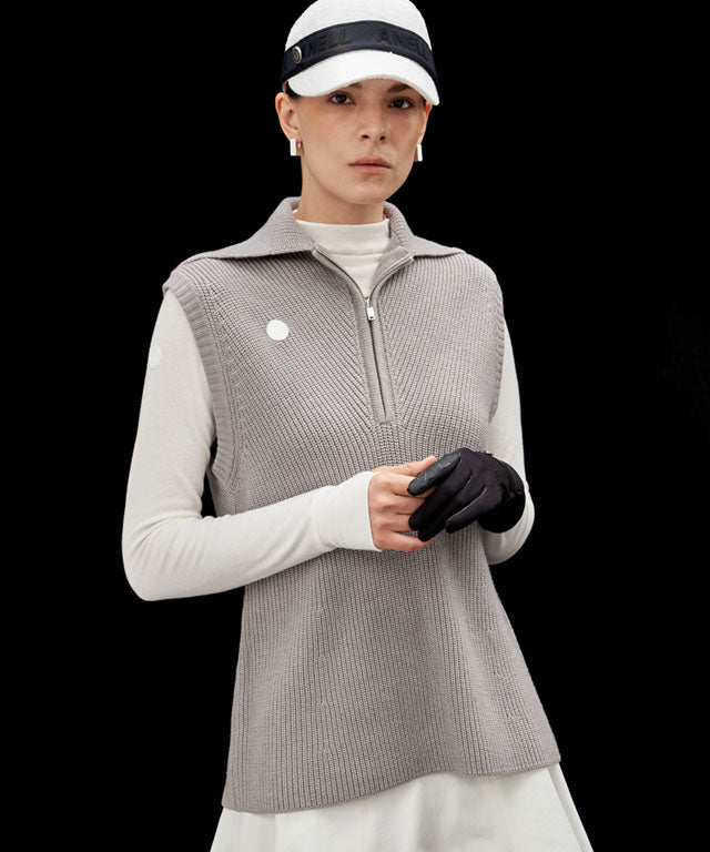 Anell Golf Classic Collar Knit Vest - Pure Gray