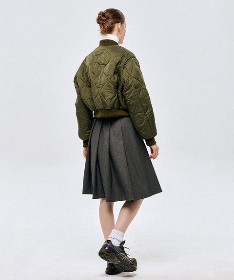 LE SONNET Classic Pleats Wool Skirt - Gray