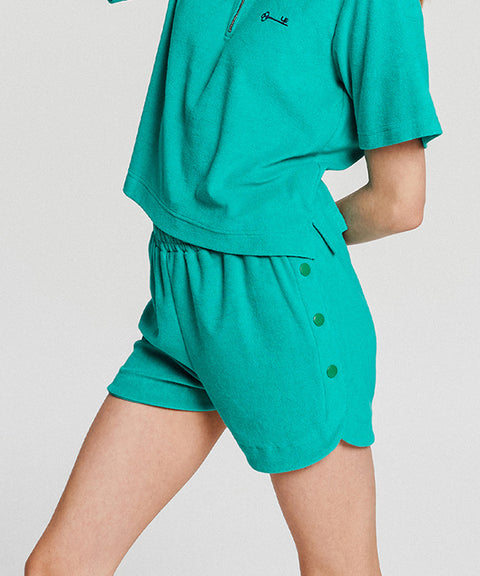 LE SONNET Button Shorts - Emerald Green