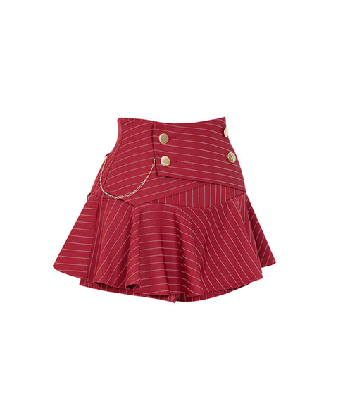J.Jane Double Button Stripe Culotte Pants - Wine