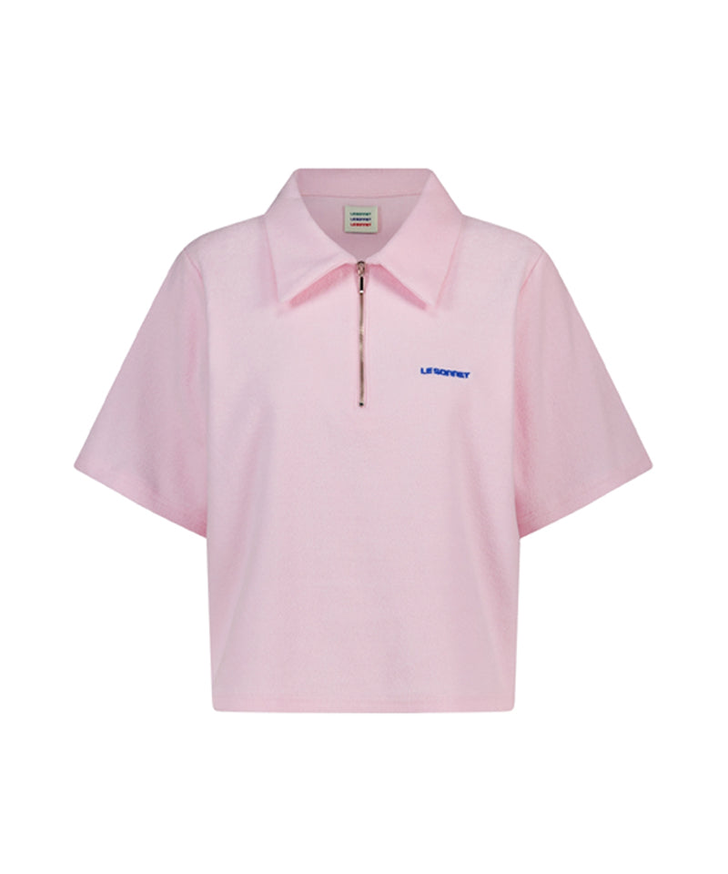LE SONNET Terry Zip-Up T - Pink