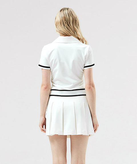 HENRY STUART Women's Line Color Half Zip-Up T-Shirt - White