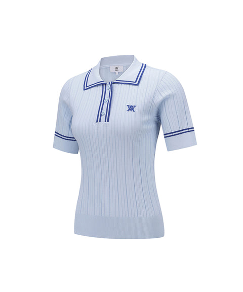 [Warehouse Sale] ANEW Golf Women's Collared Essential Short Sweater - Light Blue
