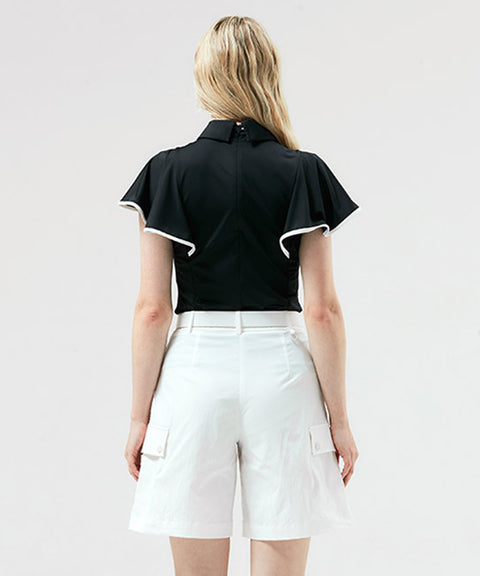 HENRY STUART Women's Cape Collar T-Shirt - Black