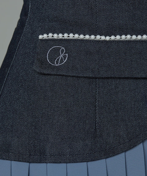 J.Jane Heart Shape Pleats Skirt - Denim