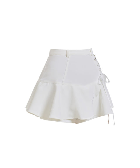 J.Jane Lace-Up Flower Culotte Pants - White