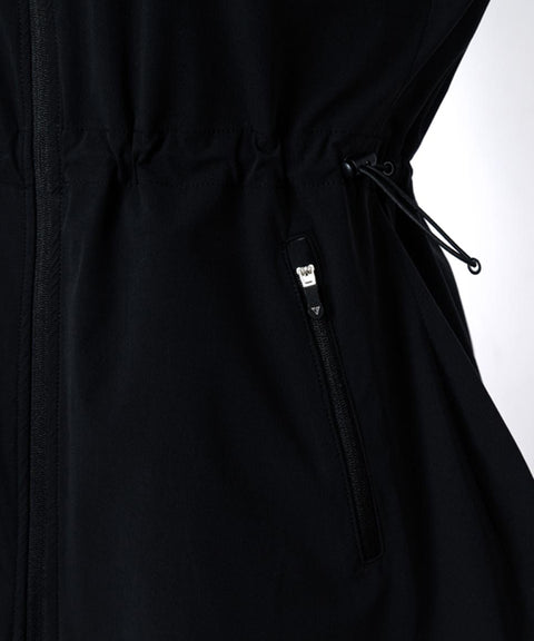 CREVE NINE: String Woven Long Vest - Black