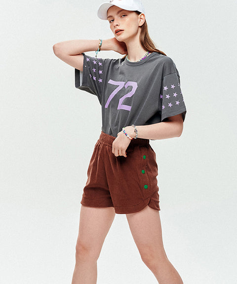 LE SONNET Button Shorts - Brown