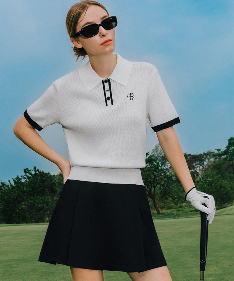 OBER Golf Color Block Skashi Kara Knit - White