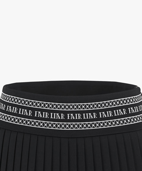 FAIRLIAR Logo Band Pleated Skirt - Black