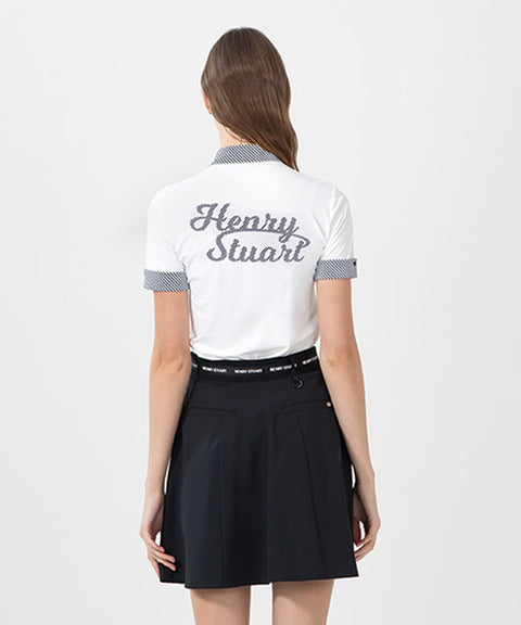 HENRY STUART Women's Tie Neck Short Sleeve T-Shirt - White