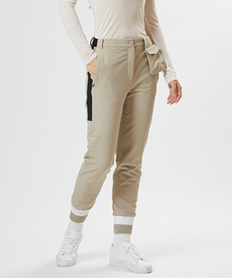 AVEN Side Color Line Jogger Pants - Beige